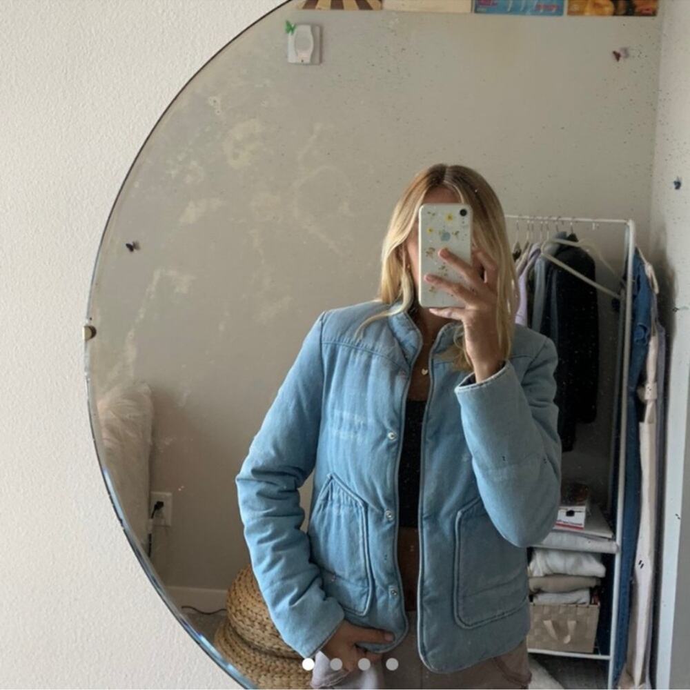 Gabriela Hearst Down Filled Wilfred Reversible Denim Jean Puffer Jacket Coat